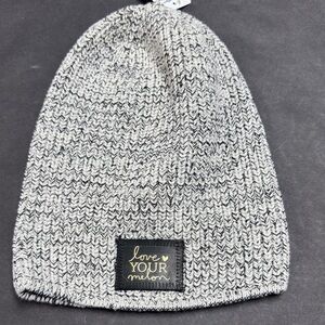 Love Your Melon Black and White Knit Beanie